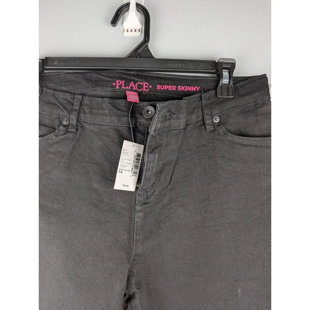 The Childrens Place Girls Super Skinny Jeans Black Wash Size 16 NWT
